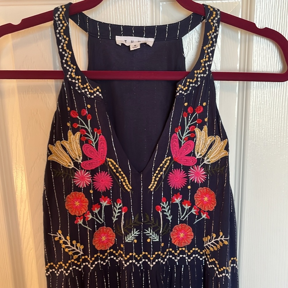 THML Floral Embroidered Metallic Sun Dress - Picture 2 of 8
